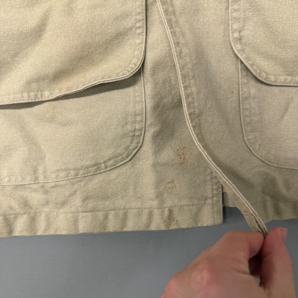 L.L.Bean Vintage Barn Coat Tan 90s Wildlife Print Lining Corduroy Collar XL - Picture 8 of 11